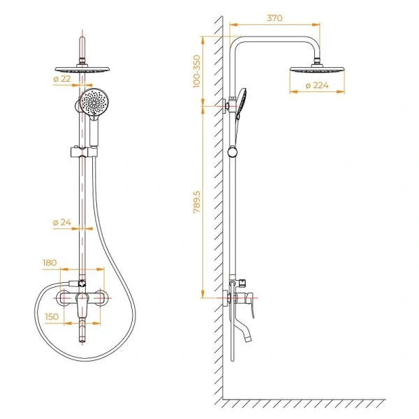 Душевая стойка RGW Shower Panels SP-25B черная - фото 2
