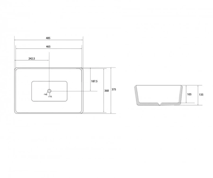 Раковина Abber Rechteck 48,5 см матовое золото с черным - фото 2