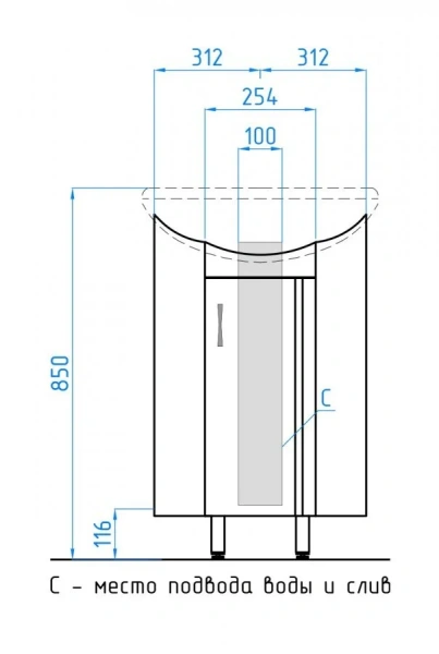 Тумба с раковиной напольная Style Line Веер ЛС-00000092 36 см угловая - фото 2