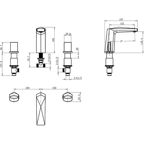Смеситель для раковины Boheme Venturo Gun Metall, для раковины - фото 2