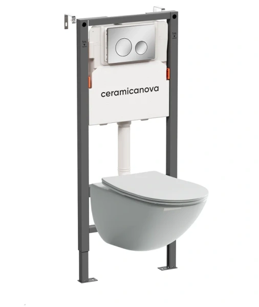 Унитаз с инсталляцией Ceramica Nova Mono кнопка хром - фото 1