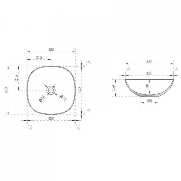 Раковина Abber Kristall 43 см черная, современные, hi-tech - фото 2