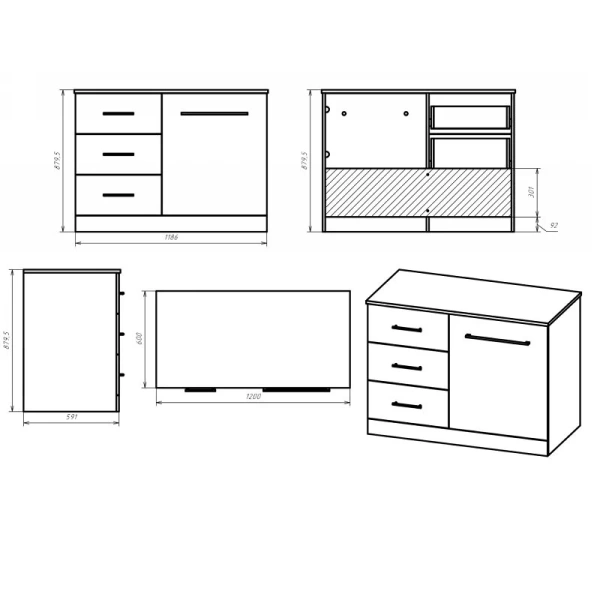 Тумба под раковину напольная Misty Респект 120 см белая/дуб артизан левая, нет в наличии - фото 2
