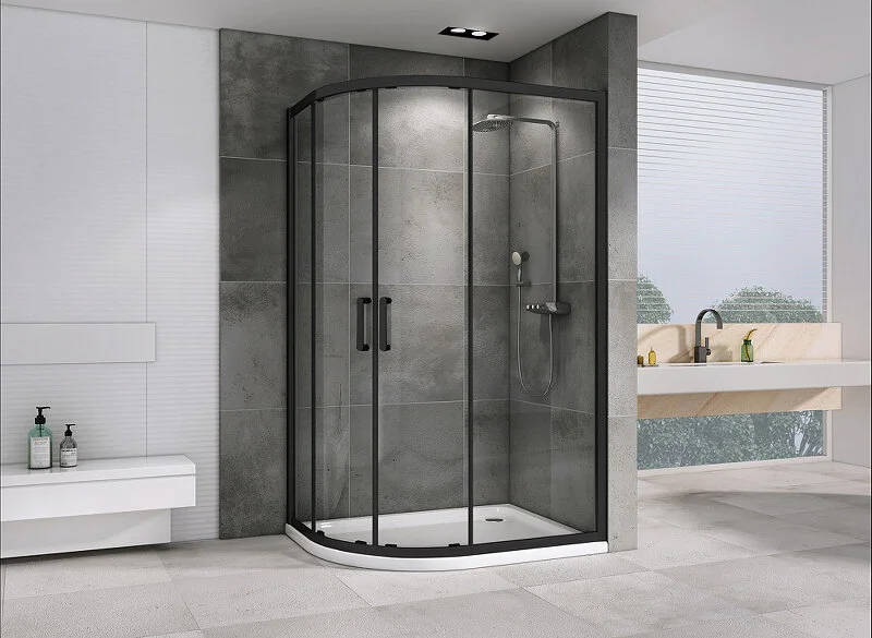 Душевой уголок Abber Schwarzer Diamant 110x80 см профиль черный, недорогие, стеклянные, угловые, без поддона - фото 5