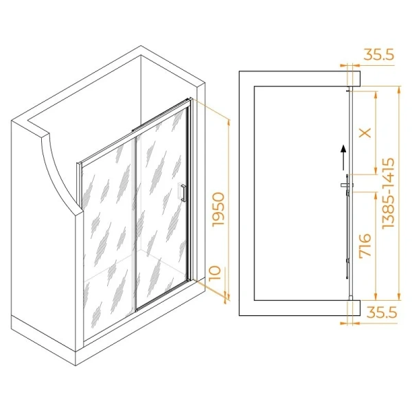 Душевая дверь в нишу RGW Passage PA-017B 140 см профиль черный, стекло матовое - фото 2