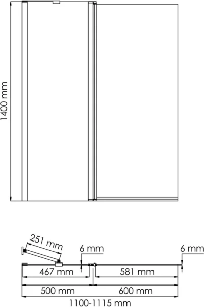 Шторка для ванны WasserKRAFT Salm 110x140 см стеклянная, стеклянные - фото 5