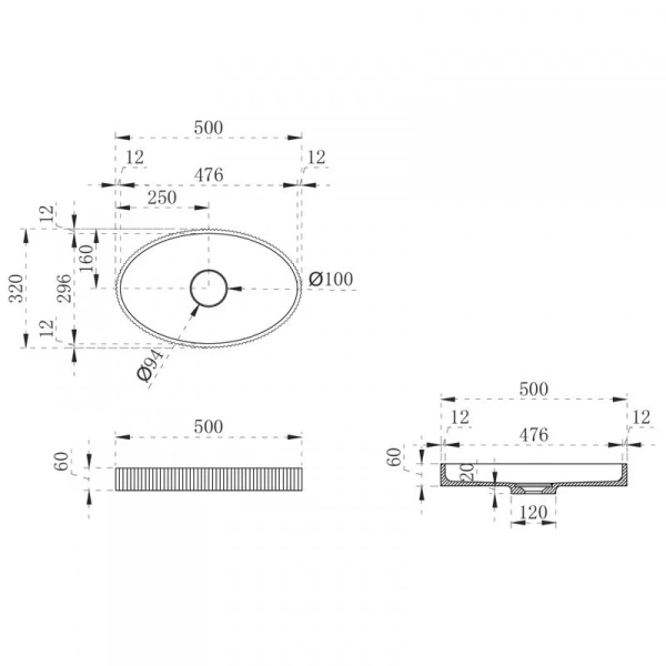 Раковина Abber Stein AS2603 50 см овальная - фото 2