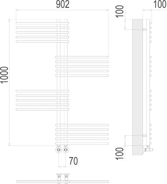 Полотенцесушитель водяной Terminus Европа П20 7х100 см нижнее подключение - фото 2