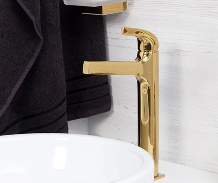 Смеситель для раковины WasserKRAFT Sauer золото, высокие - фото 5