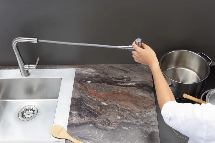 Смеситель для кухни Hansgrohe Talis Select M51 под сталь, с поворотным изливом, c выдвижным изливом (лейкой) - фото 7