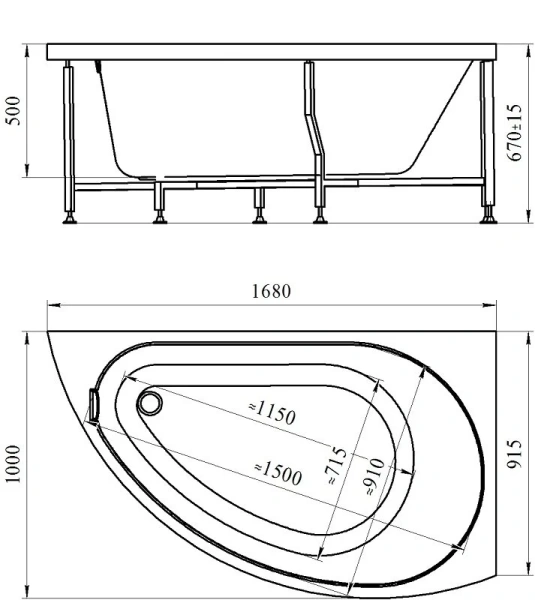Ванна гидромассажная акриловая Vannesa Massage Бергамо левая/правая, 168 х 100 см, система актив хром index_1 - фото 10