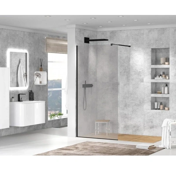 Душевая перегородка Cezares Liberta 80 см стекло прозрачное, профиль черный - фото 4