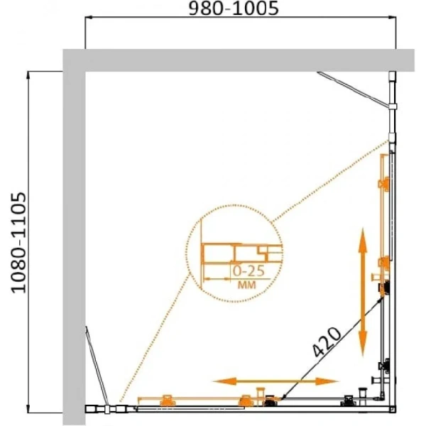 Душевой уголок Cezares Molveno 110х100 см прозрачное стекло, хром - фото 4