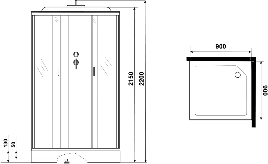 Душевая кабина Niagara Classic 90х90 см стекло матовое, 90х90 index_1 - фото 15