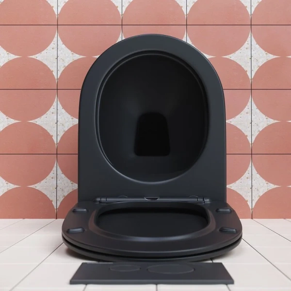 Унитаз подвесной Ceramica Nova Play черный матовый, безободковые, сиденье с микролифтом , с антивсплеском - фото 5