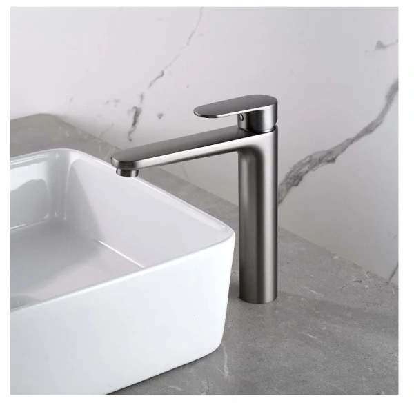 Смеситель для раковины Акватек Ника оружейная сталь, высокие, из латуни, округлая форма - фото 5