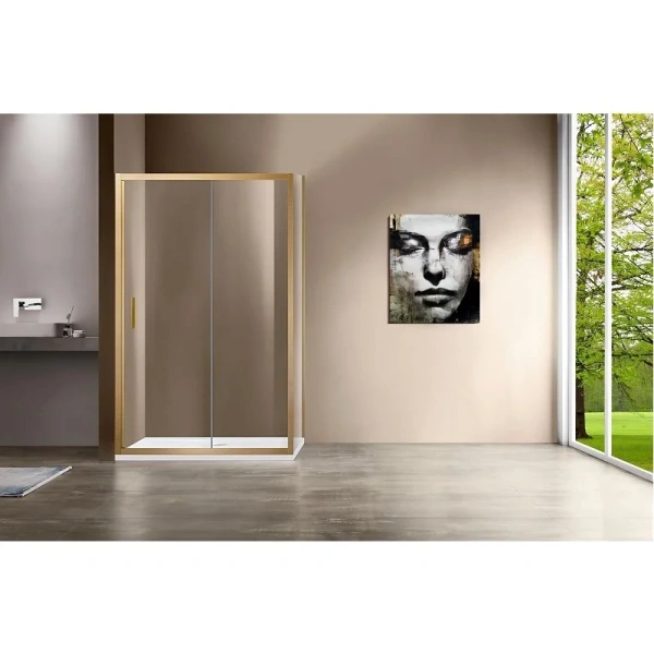 Душевой уголок Vincea Garda 120х90 см брашированное золото стекло прозрачное, современные, hi-tech - фото 3