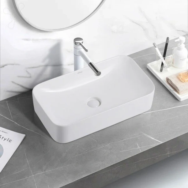 Раковина Abber Rechteck 60,5 см белая, накладные (на столешницу), пристенные - фото 3