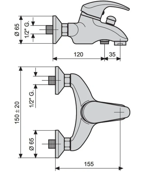 Смеситель для ванны, ручка Luxor, Emmevi Anubis 7001R, для ванны - фото 2