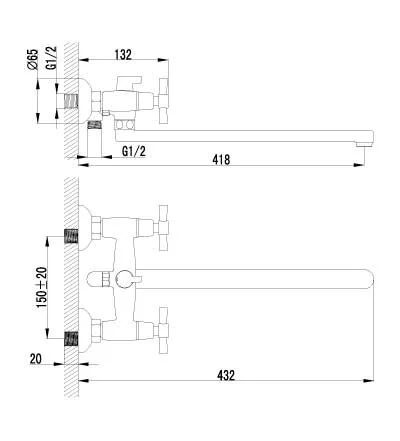 Смеситель для ванны универсальный Lemark Neo LM2212C - фото 2