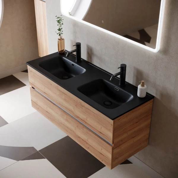 Тумба с раковиной подвесная Sancos Urban UR120-2EG 120 см с двумя ящиками, светло-коричневая - фото 7