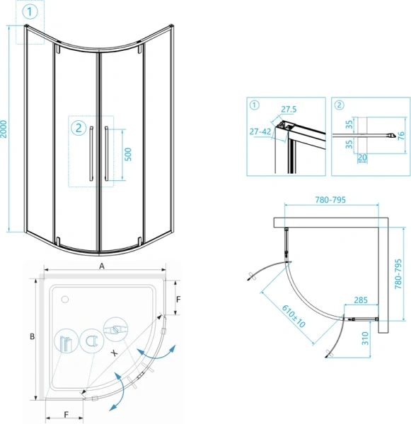 Душевой уголок RGW Stilvoll SV-53 80х80 см профиль хром, распашные - фото 7