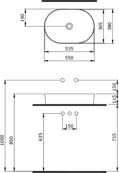 Раковина BERGES Ego 55 см матовый антрацит, другие - фото 4
