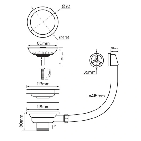 Слив для кухонной мойки Paulmark PM6022 нержавеющая сталь - фото 3