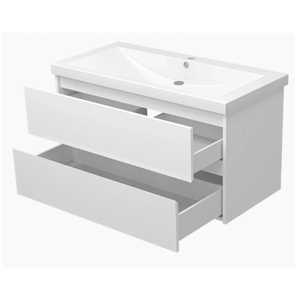 Тумба под раковину подвесная Misty Алиса 90 см белая - фото 4