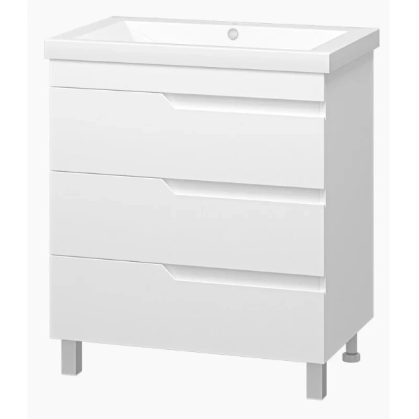 Тумба под раковину напольная Misty Софт 75 см с 3 ящиками, моноблок - фото 5