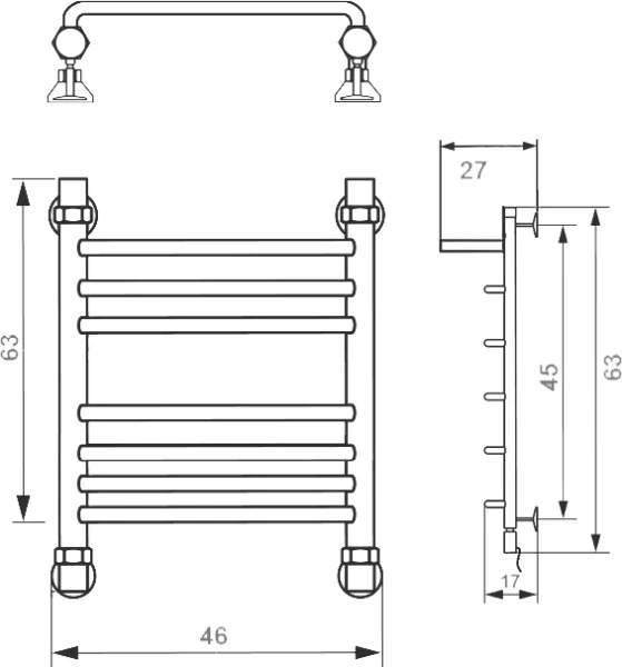 Полотенцесушитель водяной Ника Quadro 60x40 см хром - фото 2