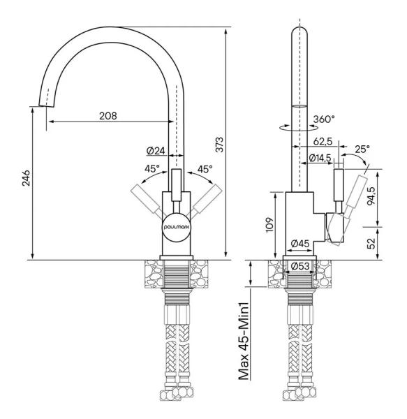 Смеситель для кухни Paulmark Holstein Ho212063 латунь - фото 3