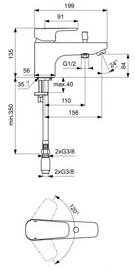Смеситель для ванны Ideal Standard Ceraplan III хром - фото 2
