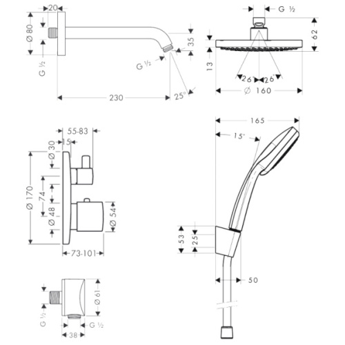 Душевой набор Hansgrohe Croma 100 26473000HG - фото 3