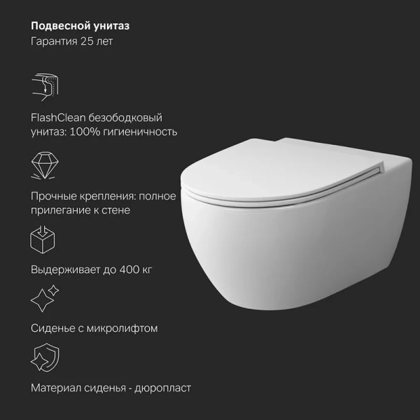 Унитаз с инсталляцией Am.Pm Awe с сиденьем микролифт, с инсталляцией index_2 - фото 8