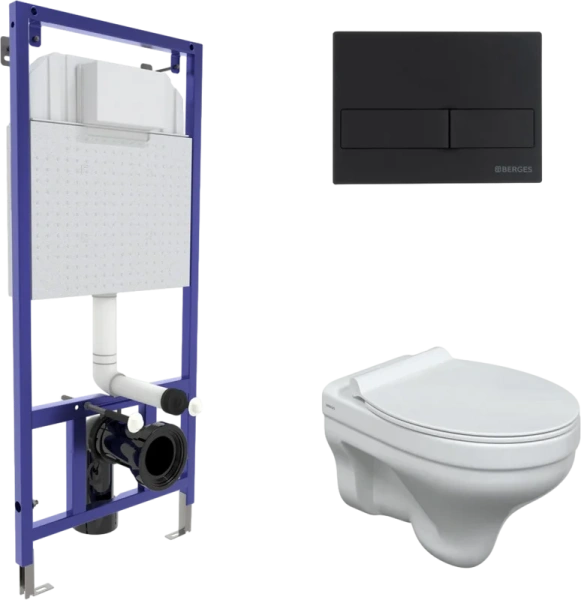 Унитаз с инсталляцией BERGES кнопка черная - фото 1