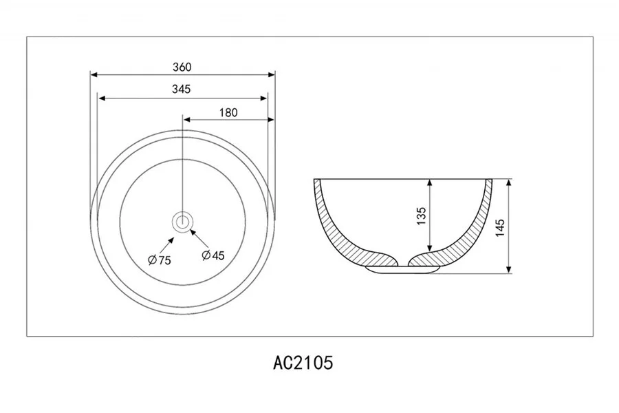 Раковина Abber Bequem AC2105 36 см накладная - фото 2