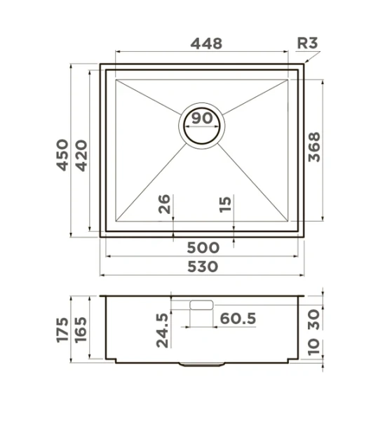 Мойка для кухни Omoikiri Kasen 53-INT 4993 53 см интегрированная - фото 2