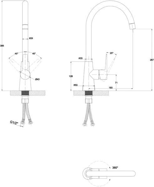 Смеситель для кухни Paulmark Holstein бронза, современные, hi-tech - фото 3
