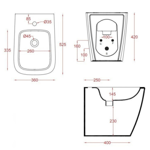 Биде напольное Artceram A16 arancio cammeo - фото 3