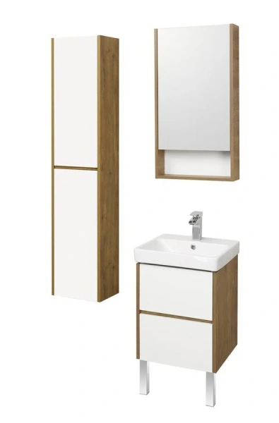 Зеркальный шкаф Акватон Сканди 45 см белый, дуб рустикальный, белые, светло-коричневые, комбинированные - фото 5