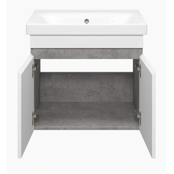 Тумба под раковину подвесная Misty Ронда 60 см белая/бетон, моноблок - фото 5