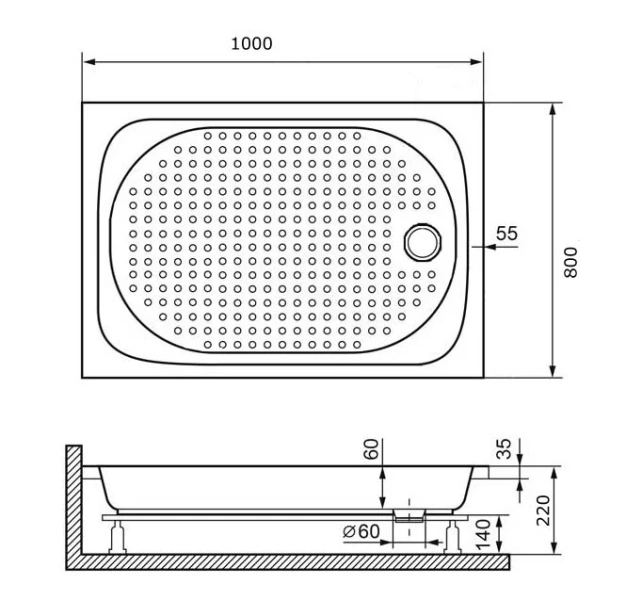 Душевой поддон RGW Acryl Lux/TN 100х80 см прямоугольный - фото 2