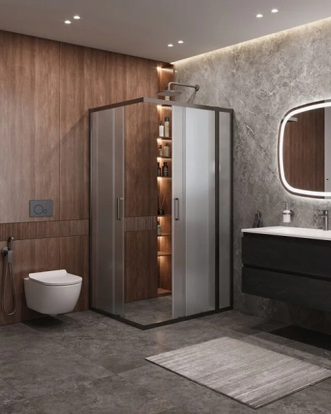 Душевой уголок Cezares Molveno 110х90 см стекло рифленое профиль оружейная сталь - фото 4