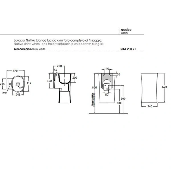 Раковина Azzurra Nativo 35 см овальная - фото 2