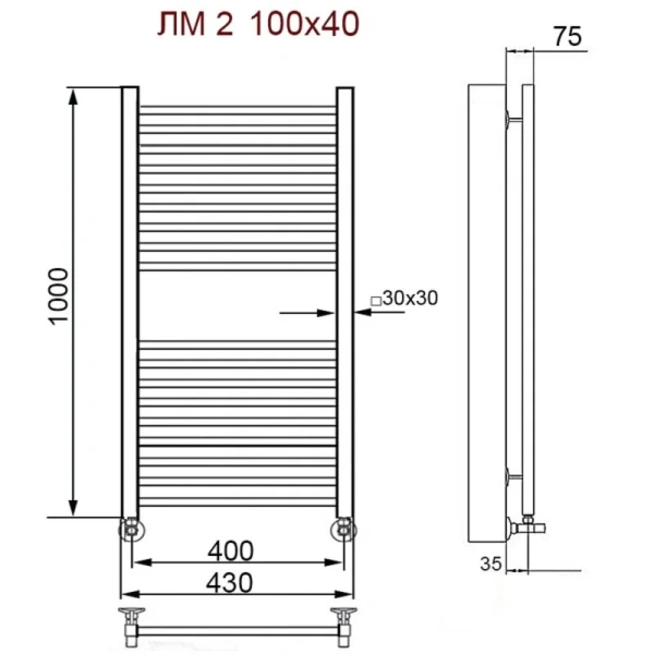 Полотенцесушитель водяной Ника Modern 100x40 см хром, современные, hi-tech - фото 2