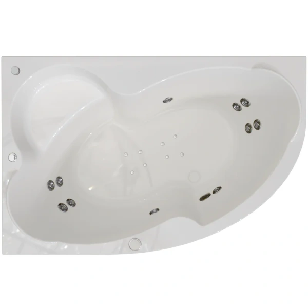 Гидромассажная ванна Радомир Ирма 2-81-2-1-9-216/2-81-2-2-9-216, 149 x 96.5 см, L/R, рама-подставка, фронтальная панель, слив-перелив, гидромассаж Терапия хром КУ 200, белая, угловые, приставные, встраиваемые - фото 6
