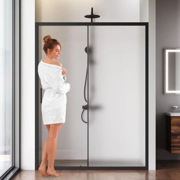 Душевая дверь в нишу AM.PM Gem Solo 150 см профиль черный стекло матовое index_1 - фото 9