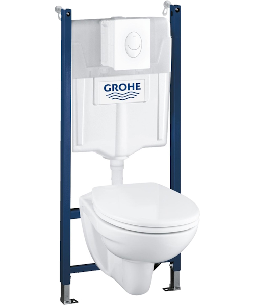 Унитаз с инсталляцией Grohe Solido Compact с белой панелью смыва - фото 1