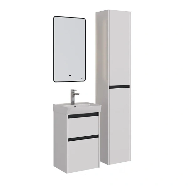 Тумба под раковину подвесная Lemark Combi 45 см черная декоративная планка, белая, комбинированная - фото 7